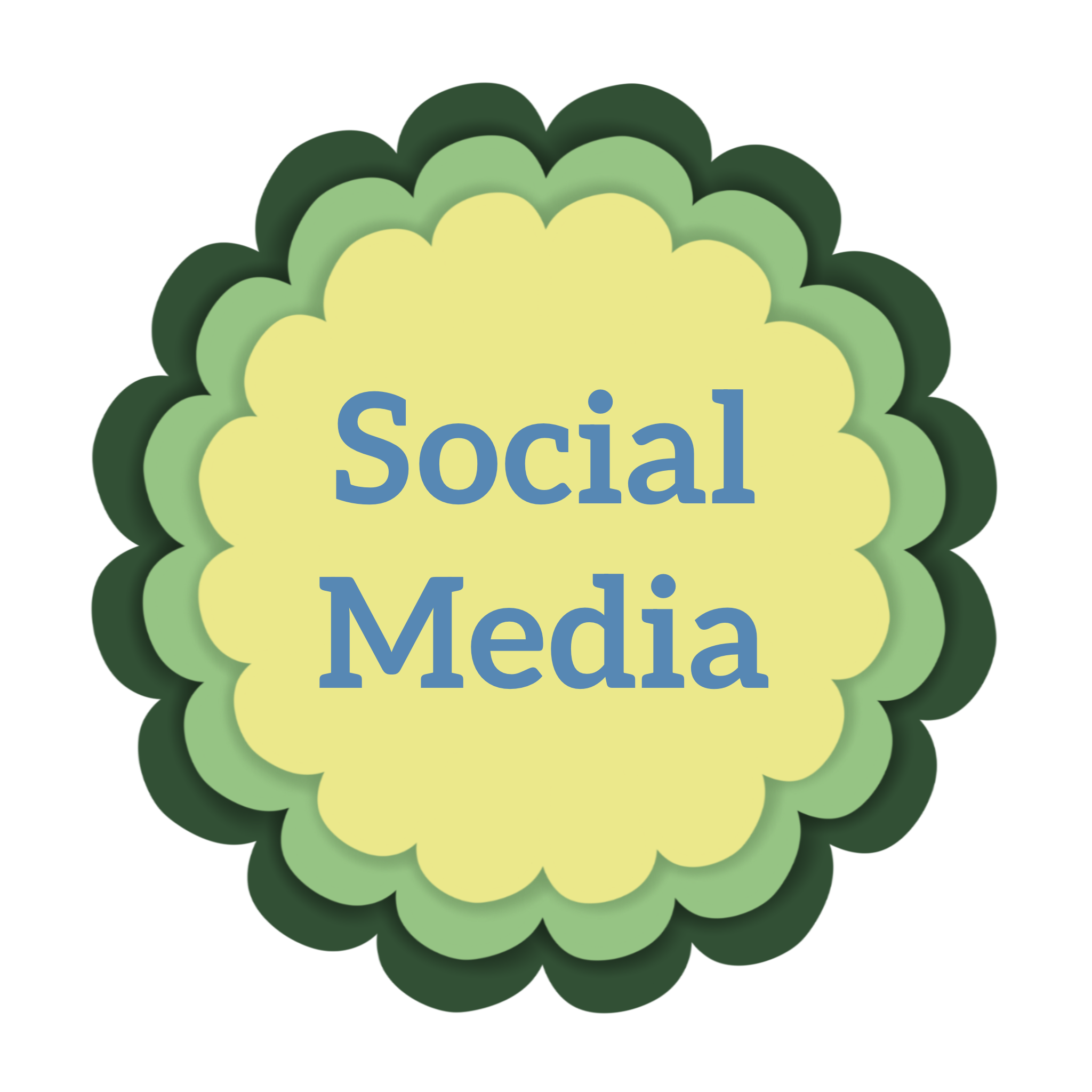 flower shaped button, press for social media page